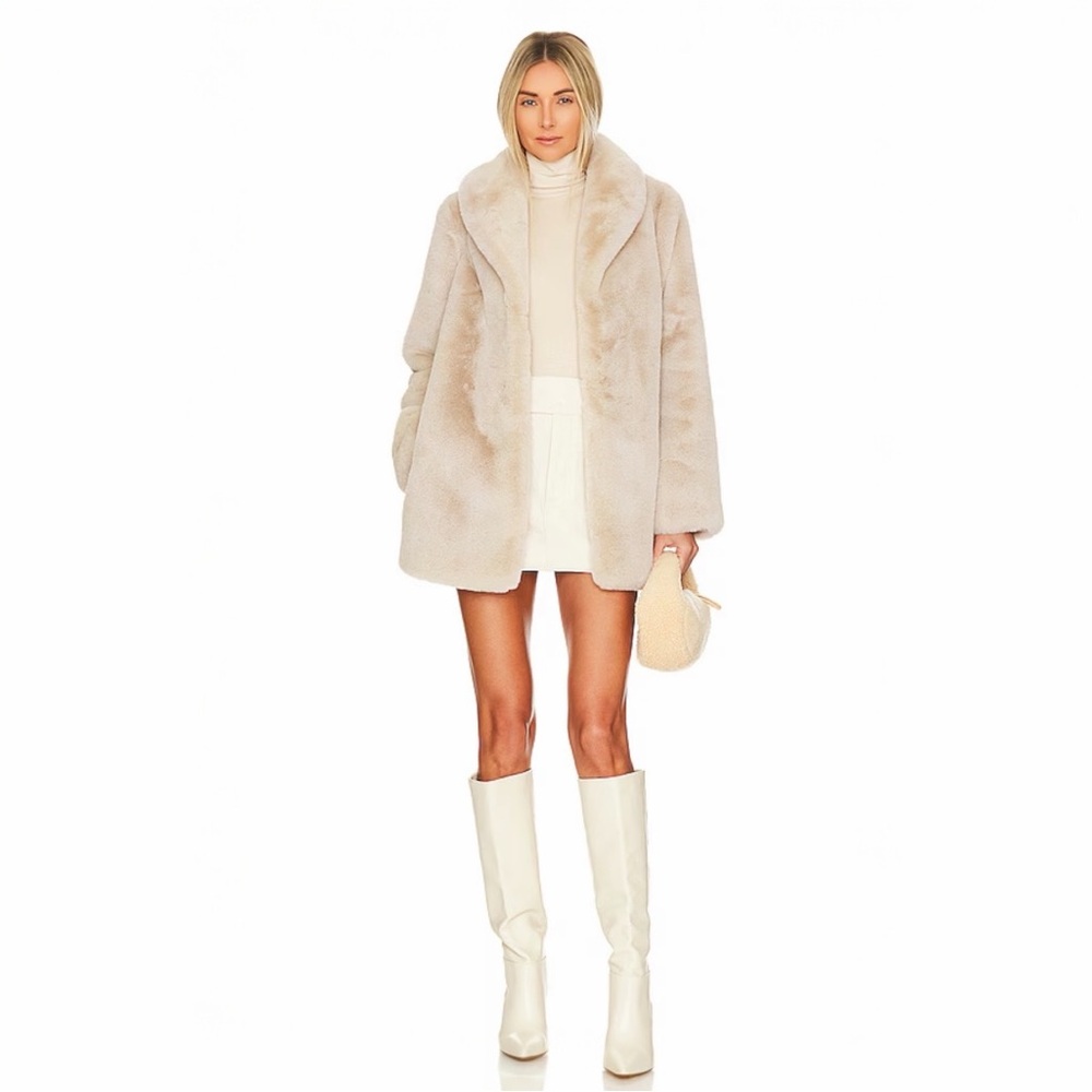 MAJORELLE Tatiana Faux Fur Coat in Oatmilk